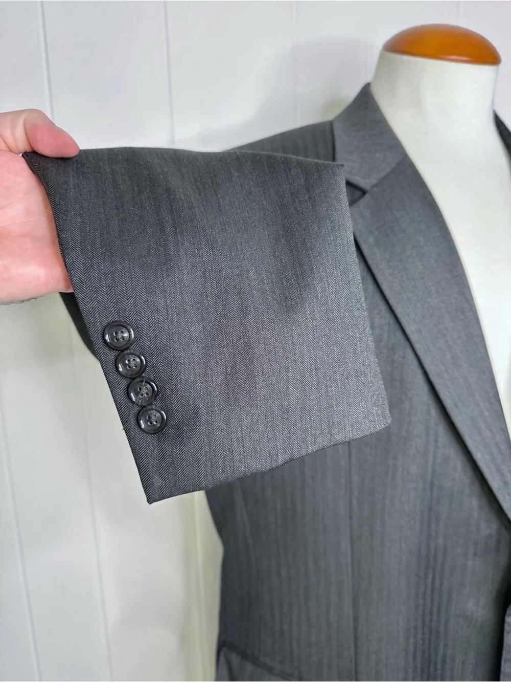 Jos A Bank Charcoal Gray Herringbone SUIT
